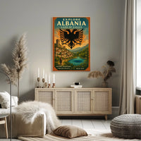 Albania Scenic Landscape Vintage Architecture Traditions Poster