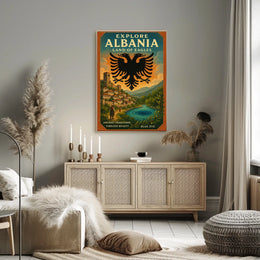 Albania Scenic Landscape Vintage Architecture Traditions Poster