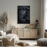 Gothic Baroque Mirror with Ravens Artistic or Pop Culture Poster