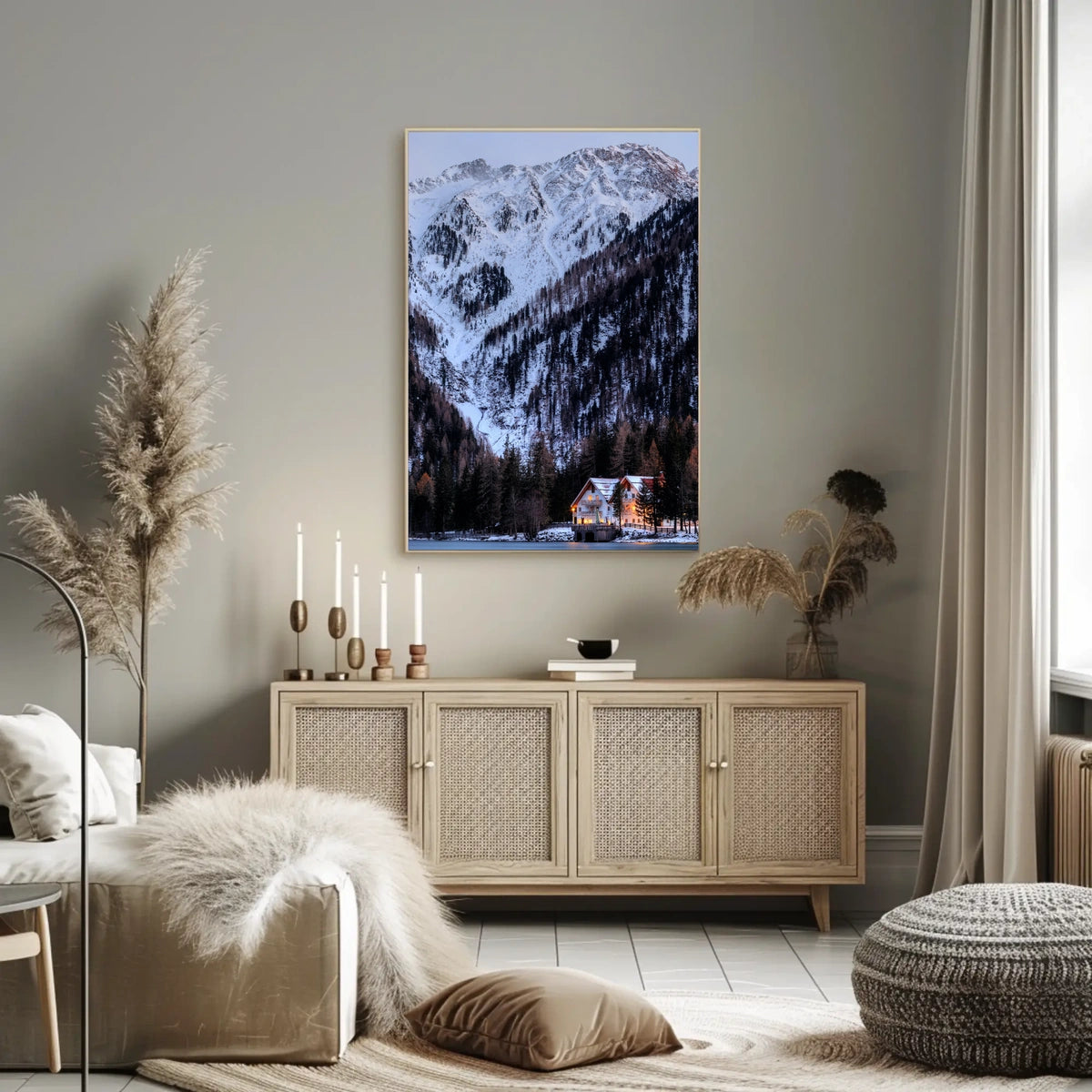 Serene Snowy Mountain Scene Winter National Park Poster