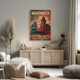 Vintage Maritime Lighthouse Rhode Island Nostalgic Poster