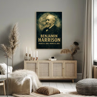 Benjamin Harrison 23rd President of the United States Double Exposure Poster