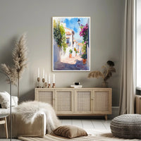 Sunlit Mediterranean Alley Poster PosterGoat