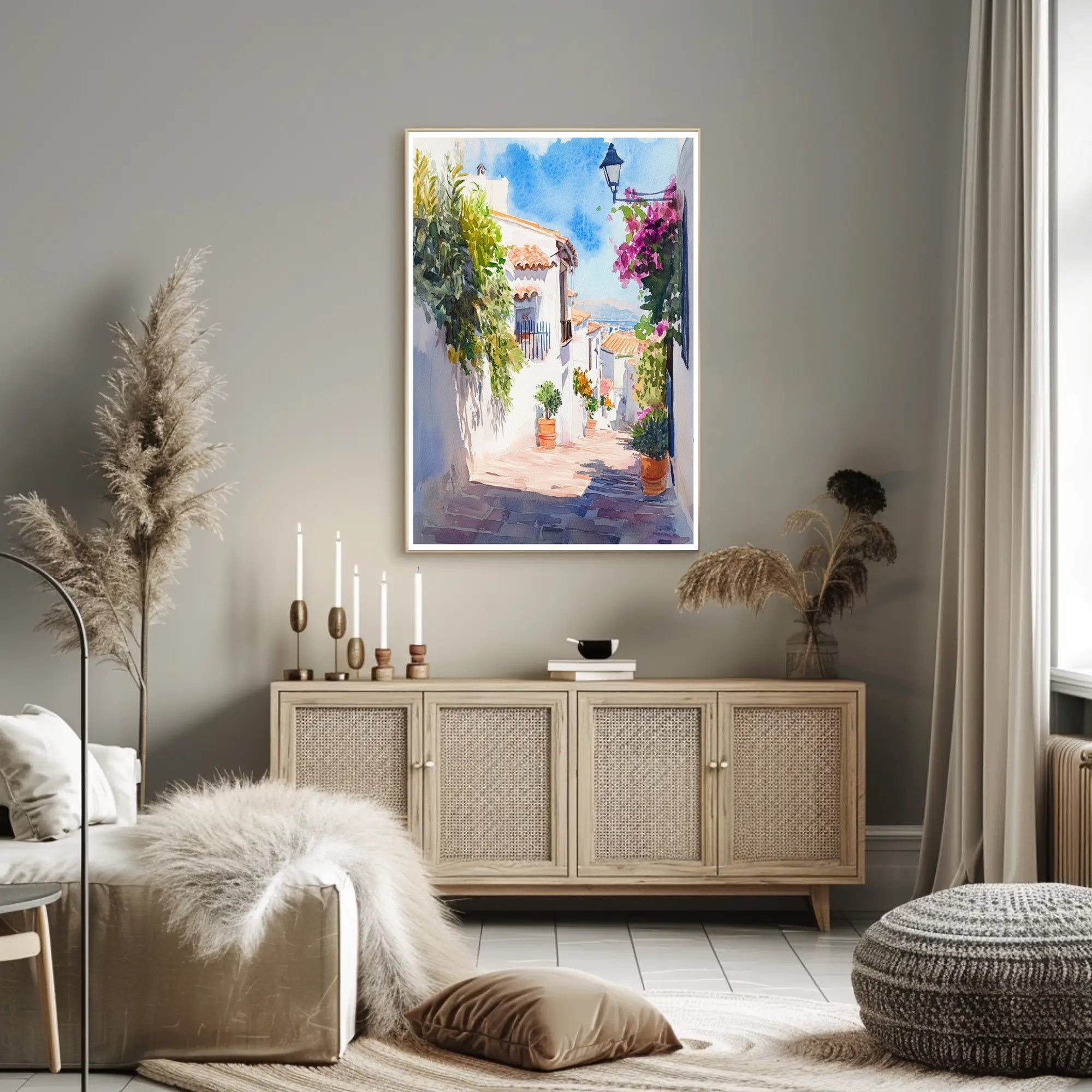 Sunlit Mediterranean Alley Poster PosterGoat