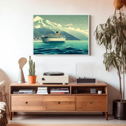 Vintage Ocean Liner Scenic Travel Poster Print