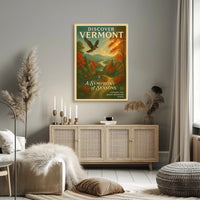 Discover Vermont Vintage Autumn Landscape Travel Poster