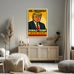 Donald Trump 45th President of the United States Inked Comic Style Poster