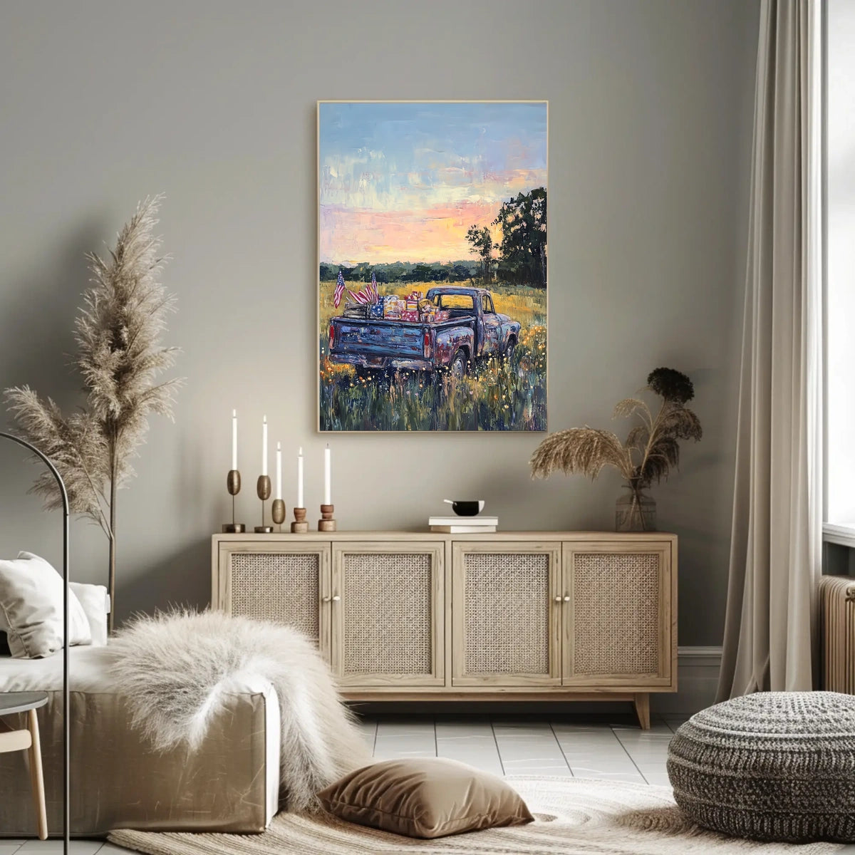 Classic Nostalgic Vintage Pickup Truck Decor Poster