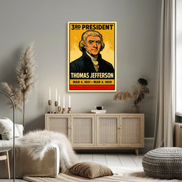 Thomas Jefferson 3rd President of the United States Inked Comic Style Poster