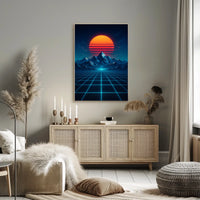 Retro-Futuristic Synthwave Landscape Art Poster Futuristic Sci-Fi Poster