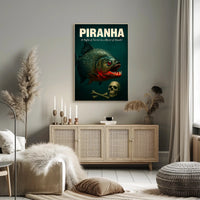 Piranha Horror Vintage Movie Art Animal Poster