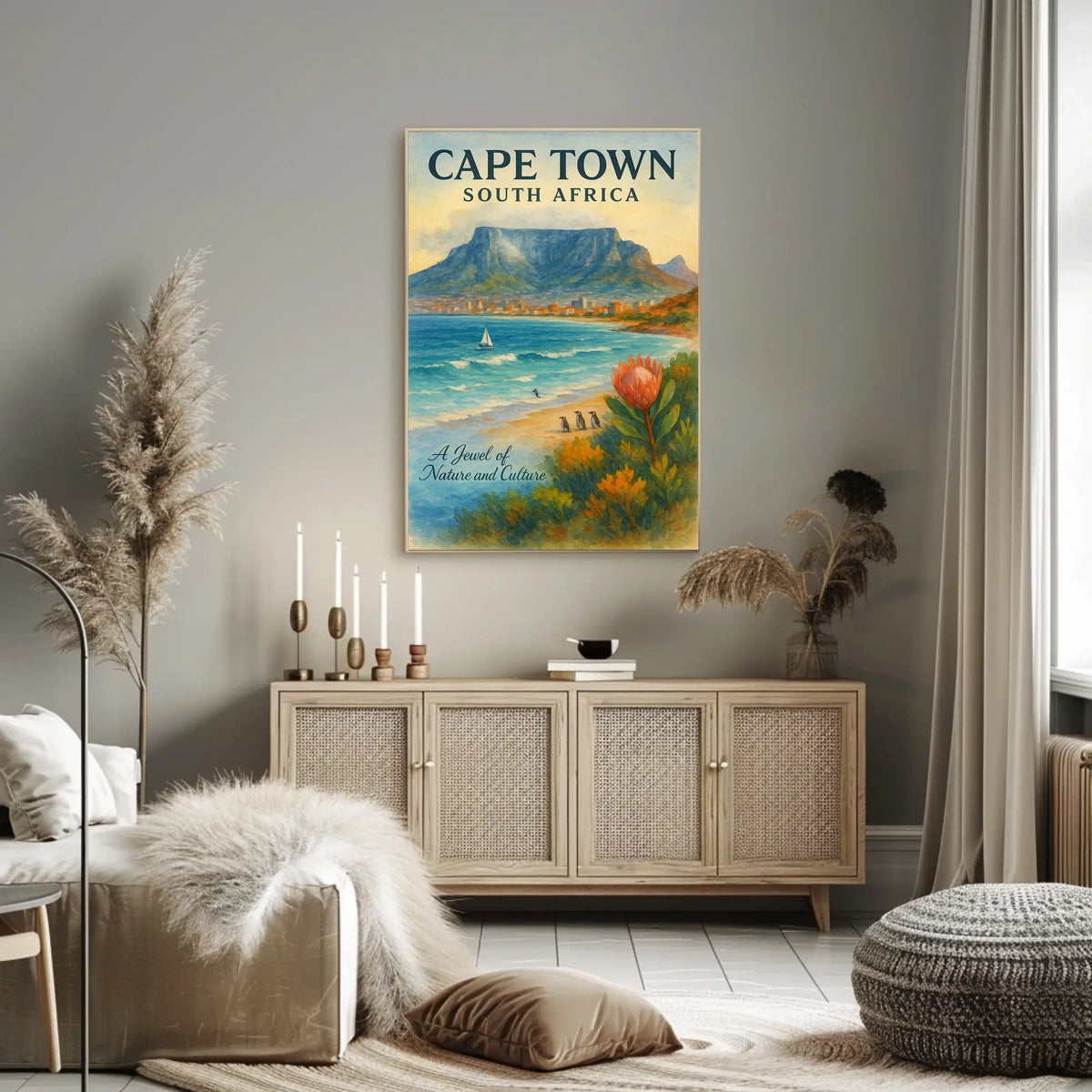 Cape Town Tranquility: Watercolor Art Poster Print