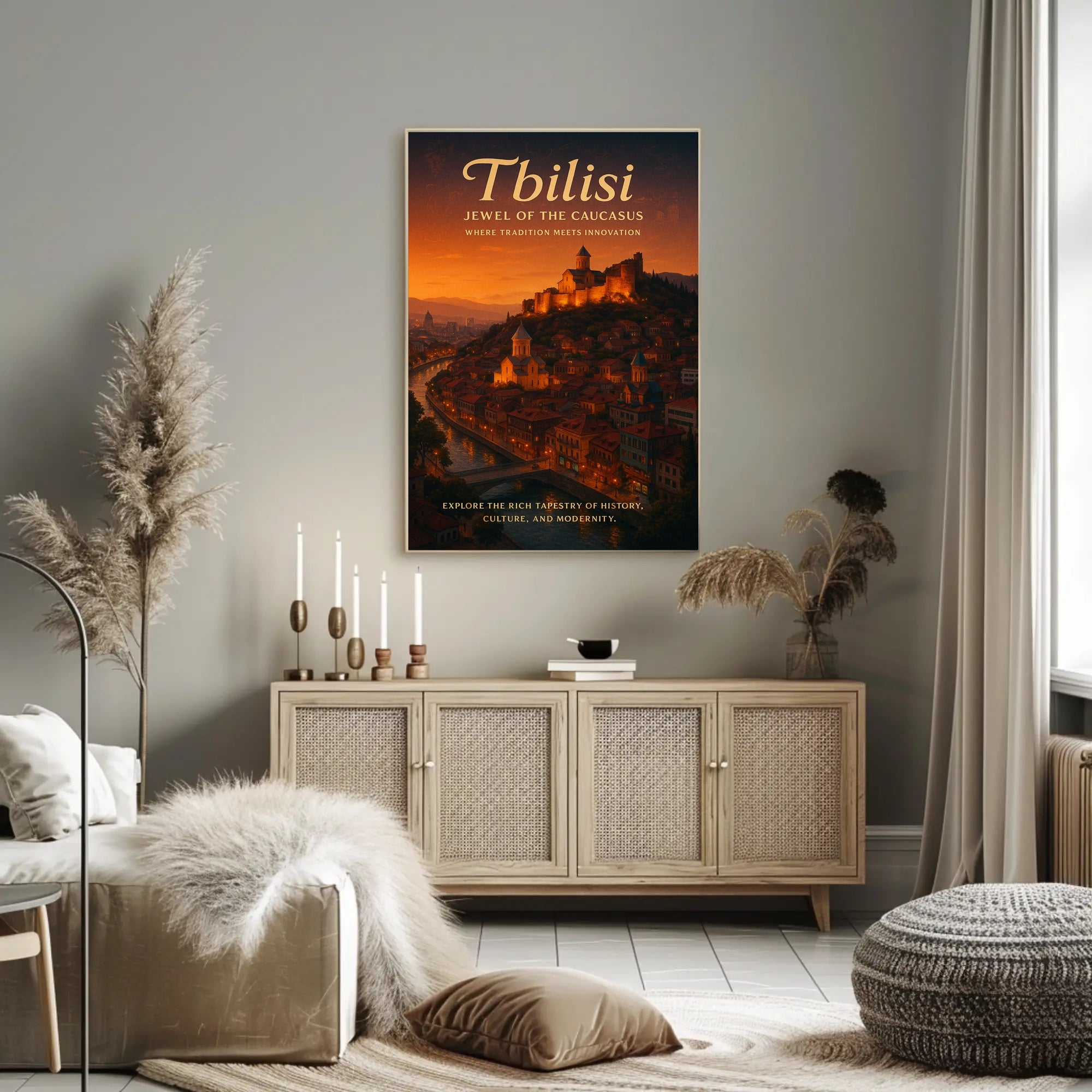 Tbilisi at Sunset: Romantic Urban or Cityscape Poster
