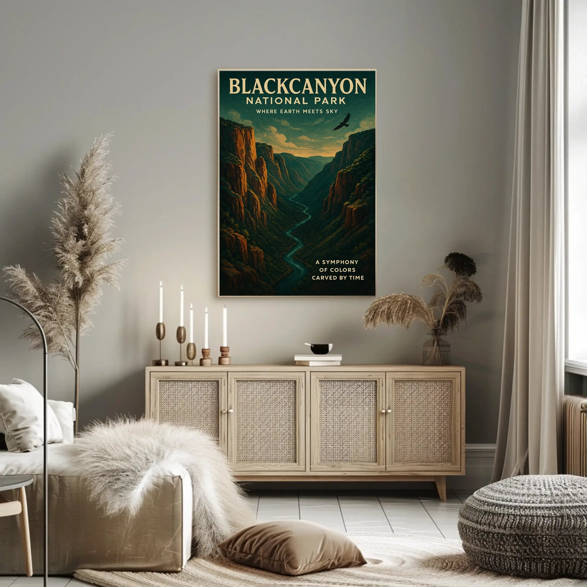 Black Canyon Splendor Vintage Illustration National Park Poster