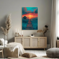 Tropical Sunset Pier: Serene Coastal Escape Poster