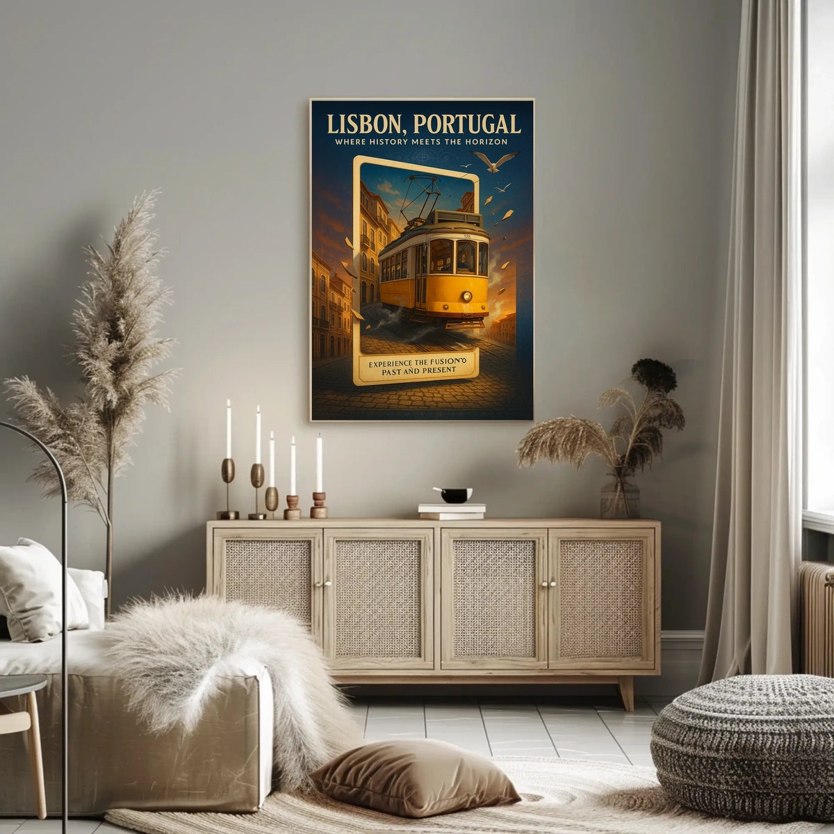Lisbon Tram Vintage Artistic Cultural Heritage Poster