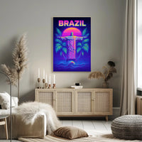 Brazil Neon Vibes Poster PosterGoat