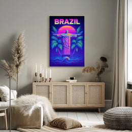 Brazil Neon Vibes Poster PosterGoat