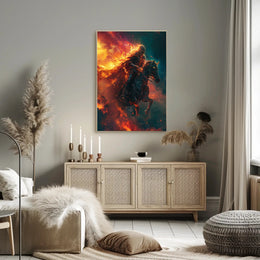 Fiery Knight Fantasy Adventure Poster PosterGoat