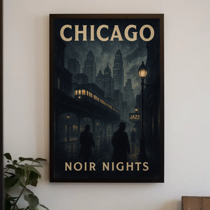 Chicago Noir Nights Jazz Travel Poster