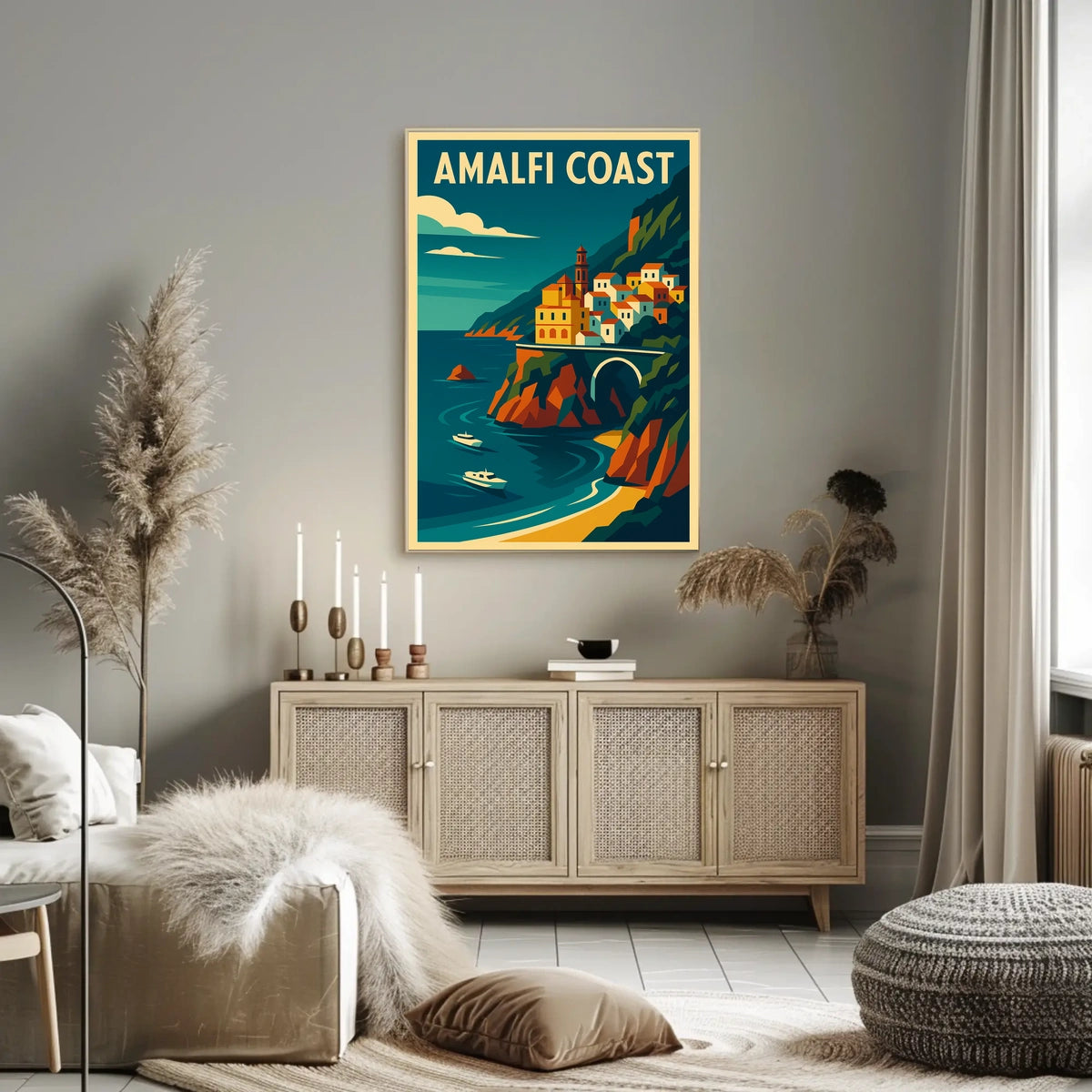 Amalfi Coast Travel Poster Wall Art Coastal Decor Print