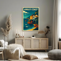 Amalfi Coast Travel Poster Wall Art Coastal Decor Print
