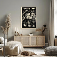 Franklin Pierce 14th President of the United States B & W Comic Sketch Poster