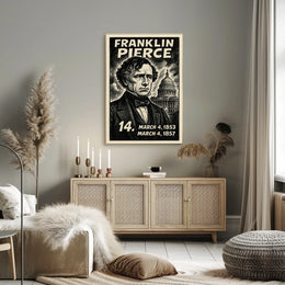 Franklin Pierce 14th President of the United States B & W Comic Sketch Poster