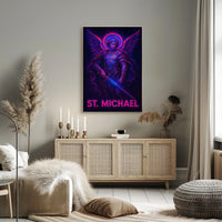 Neon Saint Michael Poster