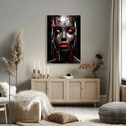 Futuristic Abstract Face Poster: Digital Art Print