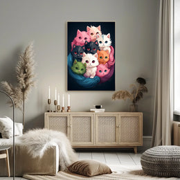 Colorful Kittens In A Cozy Nest Poster