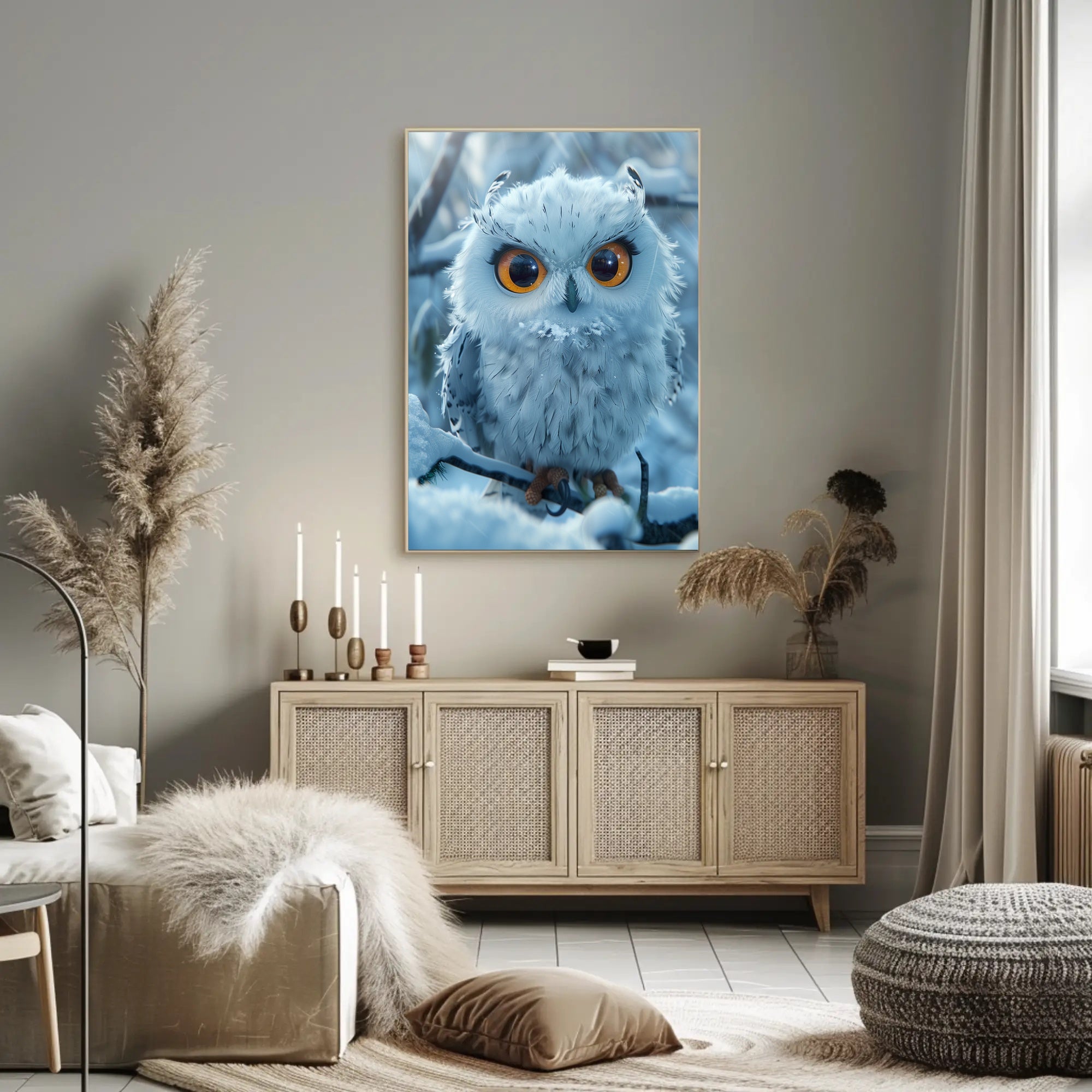 Majestic Snowy Owl Photorealistic Winter Poster PosterGoat