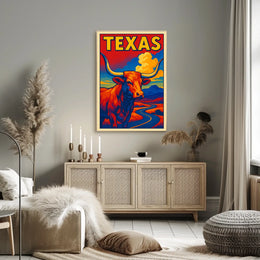 Texas Longhorn Landscape Poster