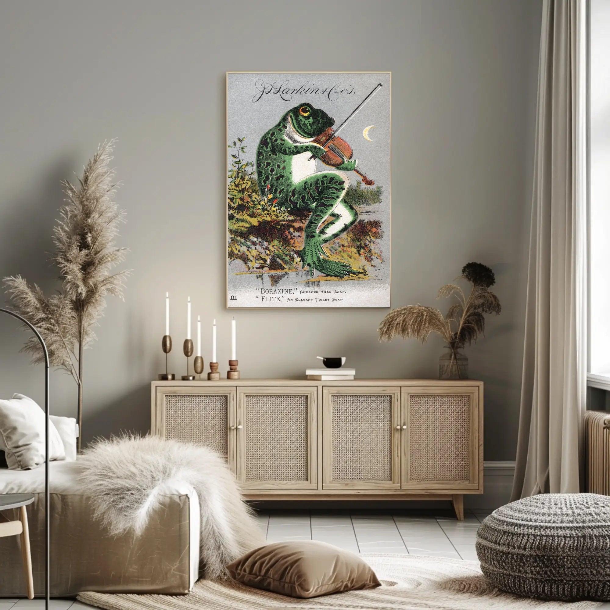 Whimsical Frog Playing Violin Vintage Advertisement Poster PosterGoat