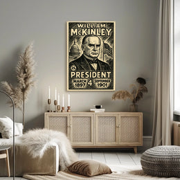 William McKinley 25th President of the United States B & W Comic Sketch Poster