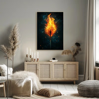 Fiery Matchstick Surrealism: Modern Art Poster