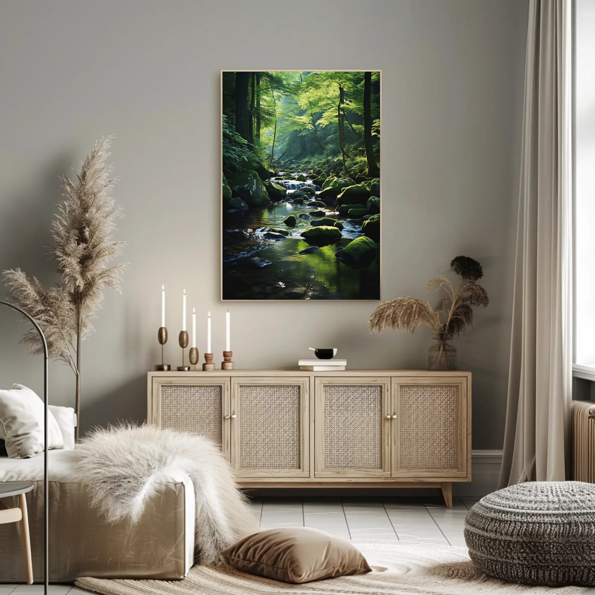 Serene Forest Stream Scene in National Park Poster