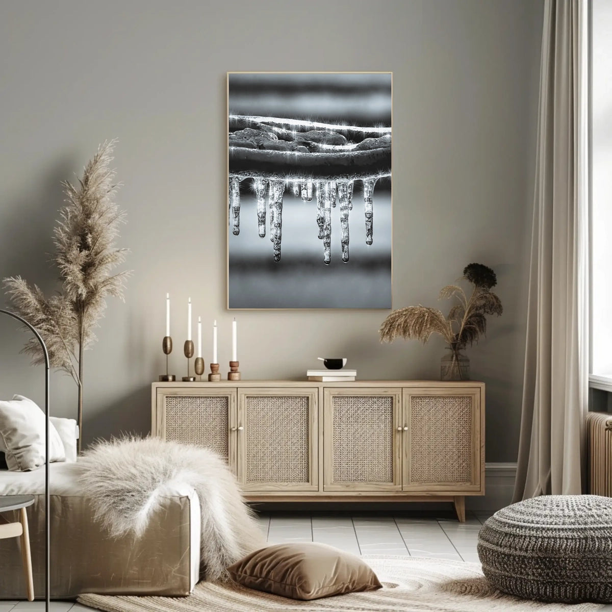 Icicle Serenity: Winter Calm Artistic Poster