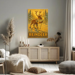 Reindeer On Skis Poster