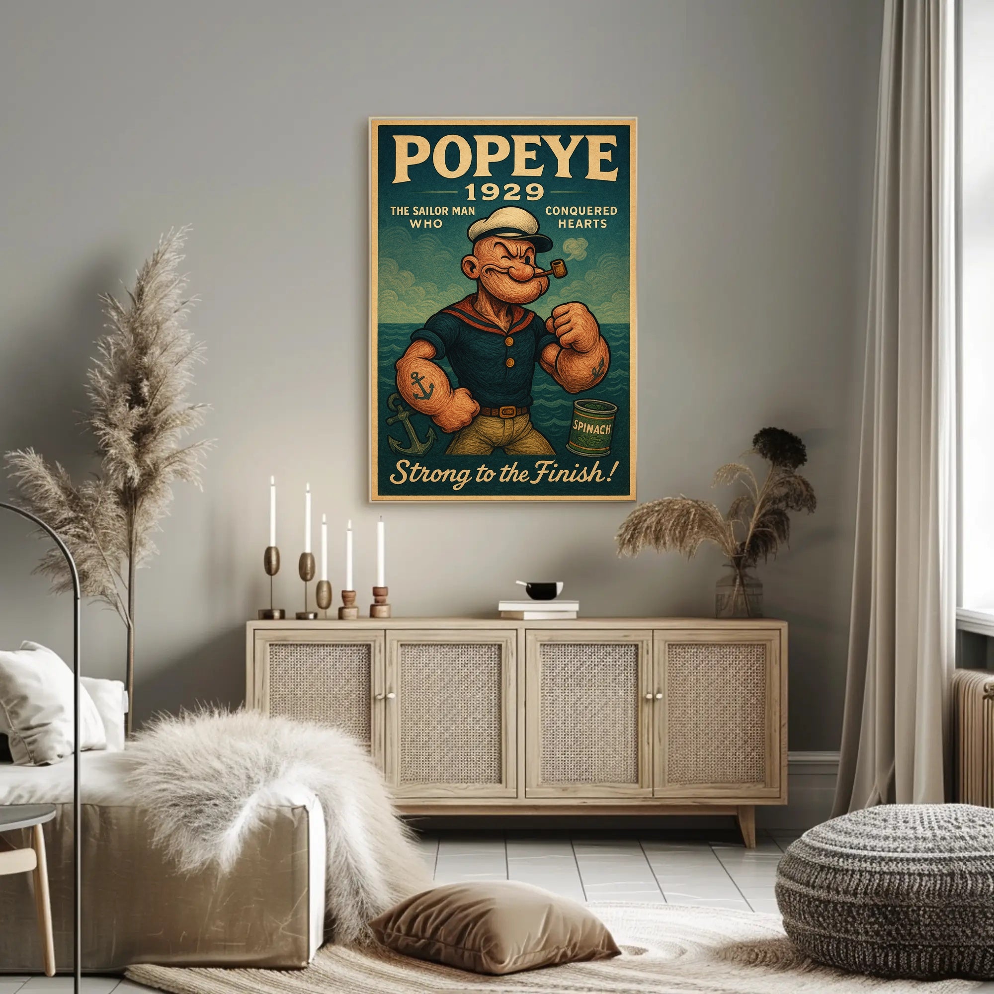 Popeye Vintage Poster Wall Art Retro Sailor Print
