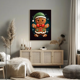 Cheerful Gingerbread Elf Holiday Poster for Christmas