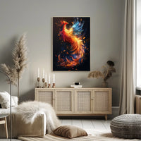 Majestic Phoenix in Flight: Mystical Art Poster
