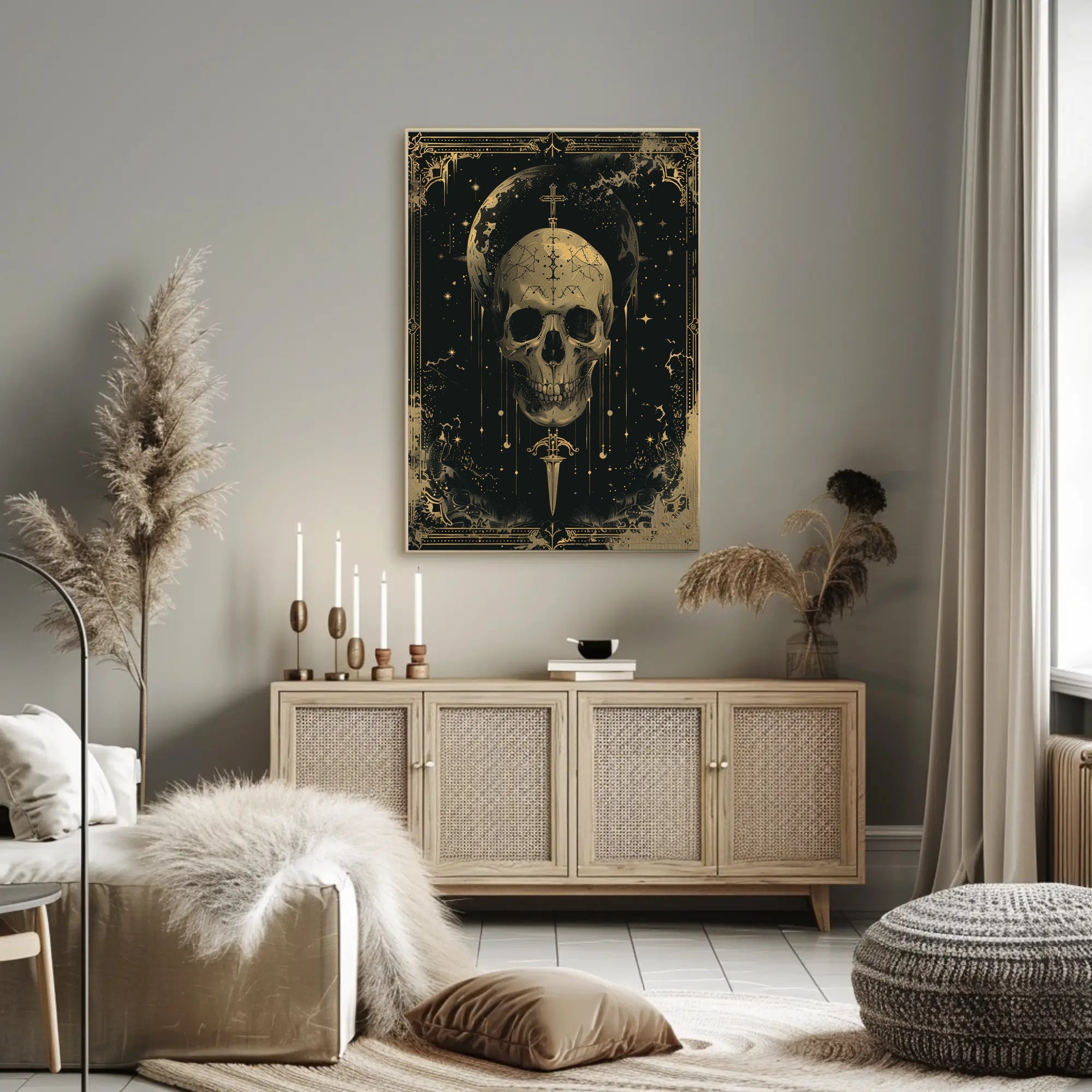 Celestial Skull Gothic Art Nouveau Poster Print PosterGoat