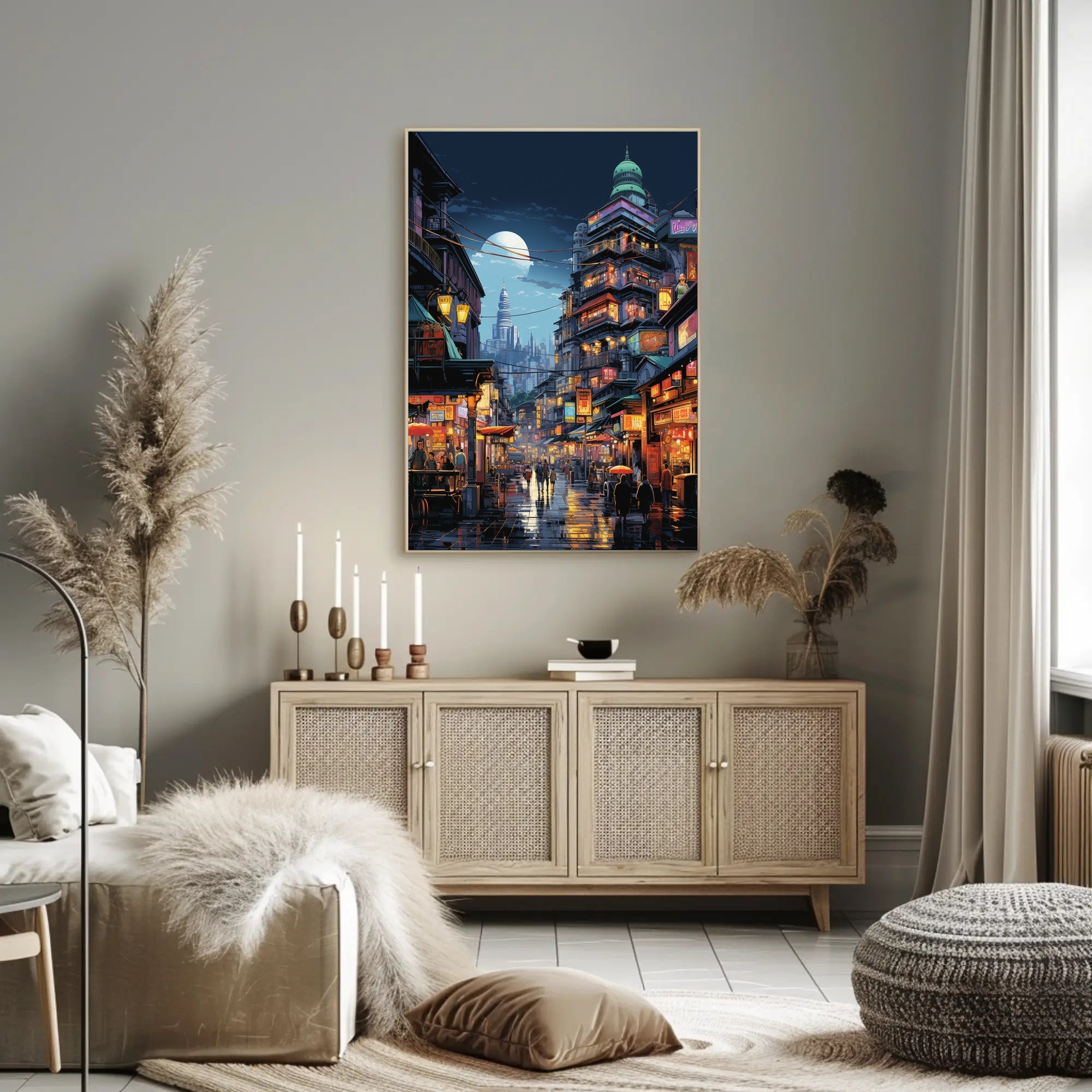 Urban Dreamscape: Futuristic East Asian City Poster