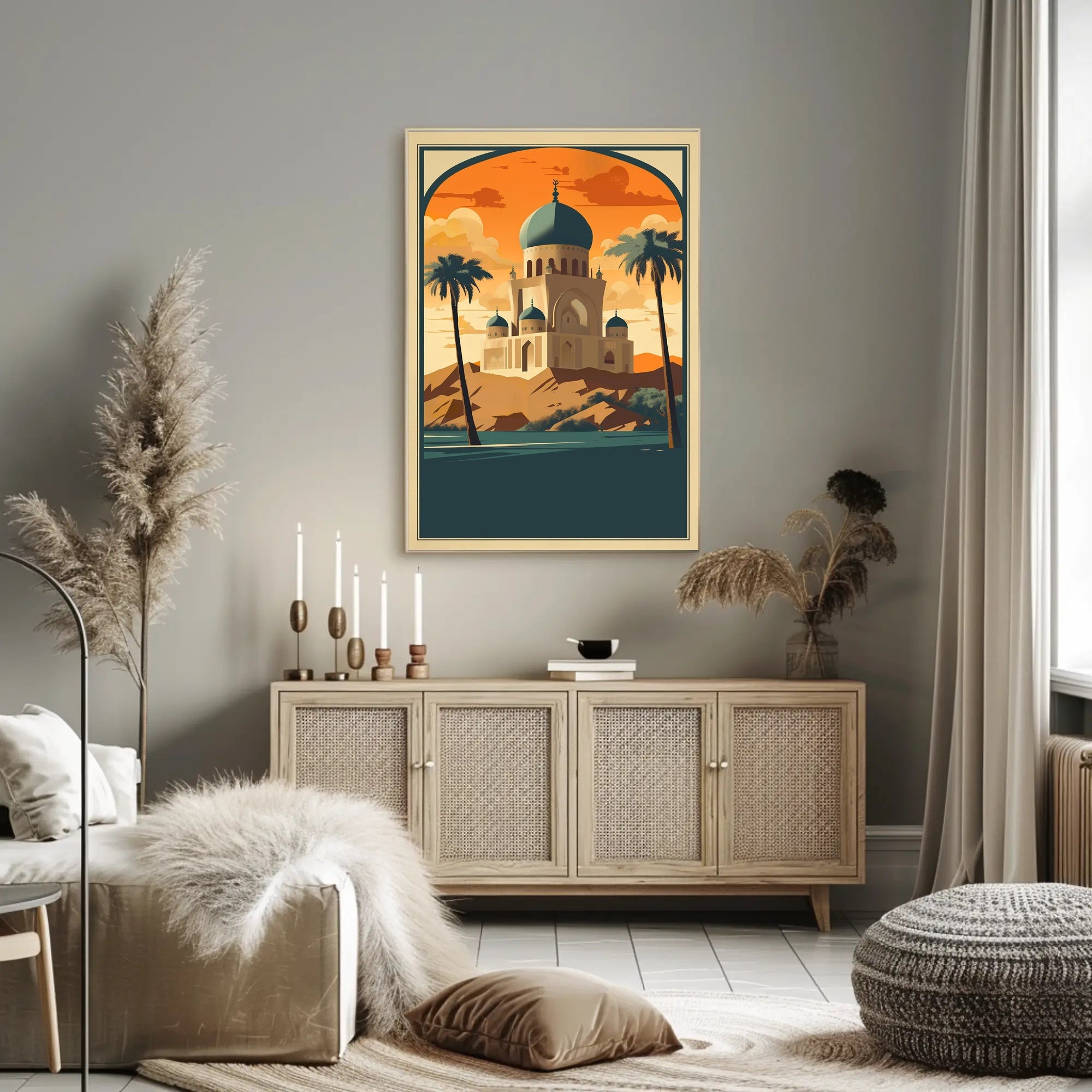 Majestic Desert Mosque at Sunset Poster