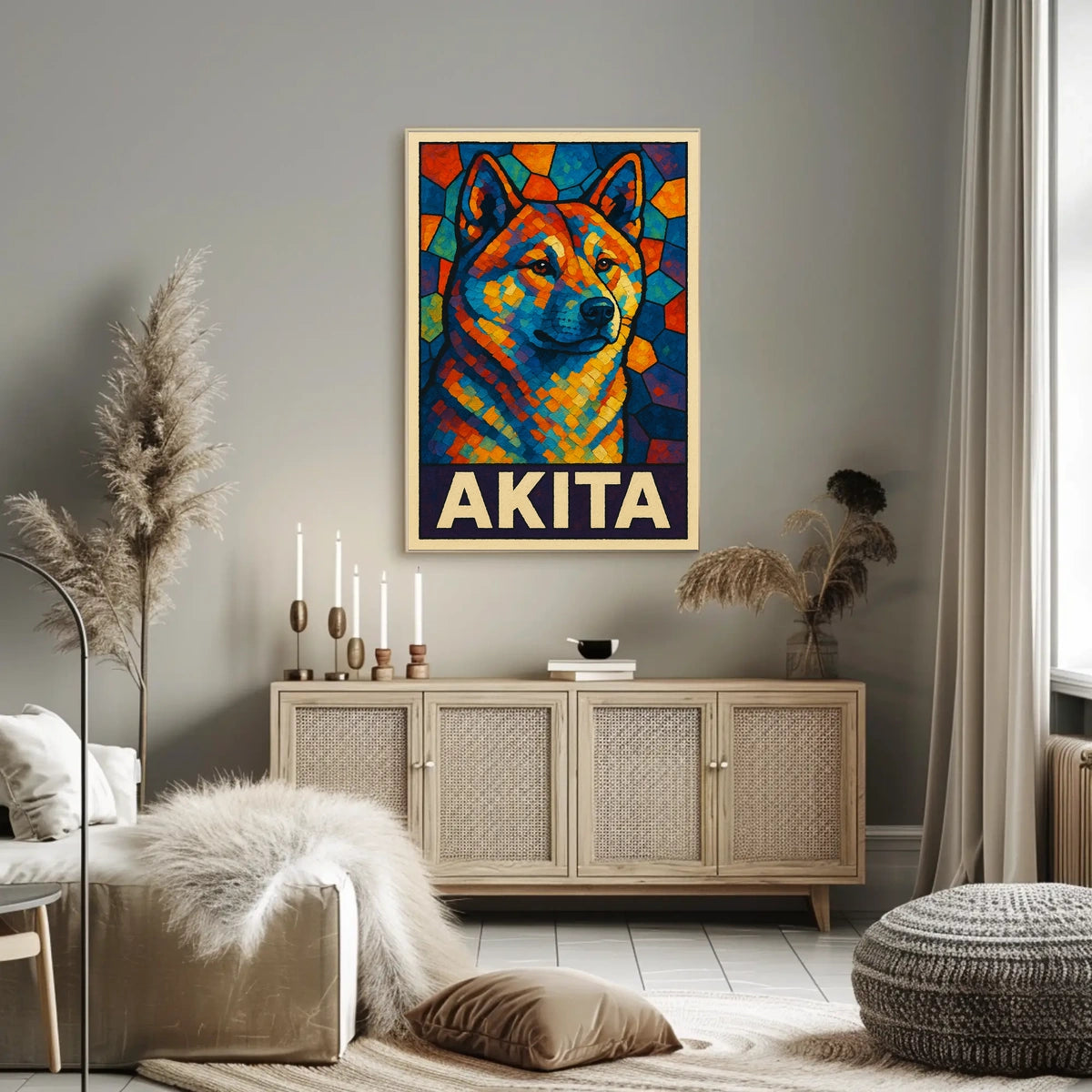 Akita Mosaic Art Poster