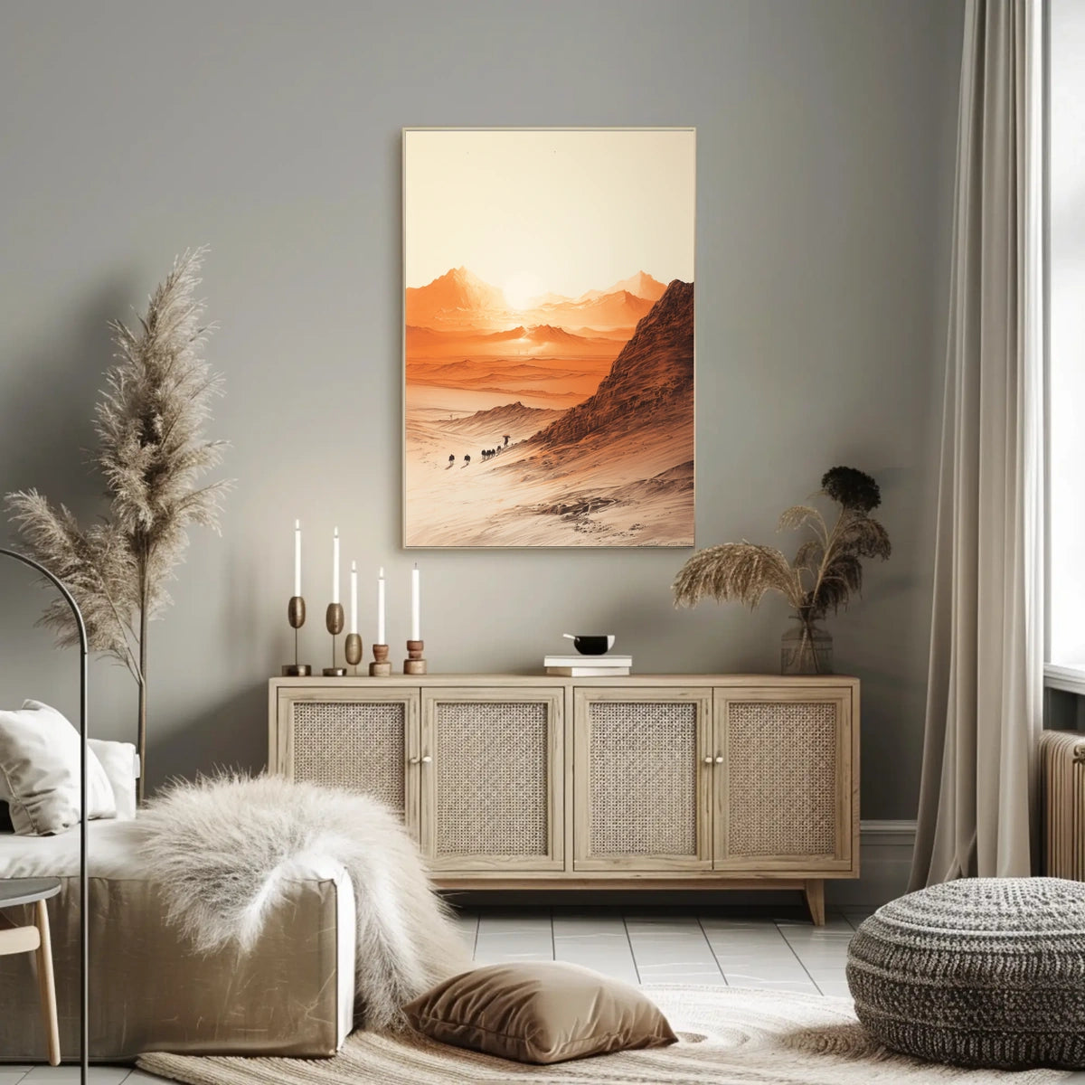 Arid Desert Sunrise Trek Travel Poster