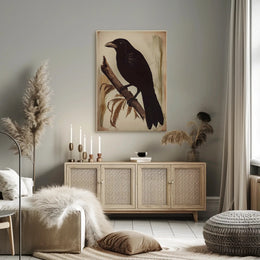 Raven on a Branch Wildlife Art Animal Poster PosterGoat