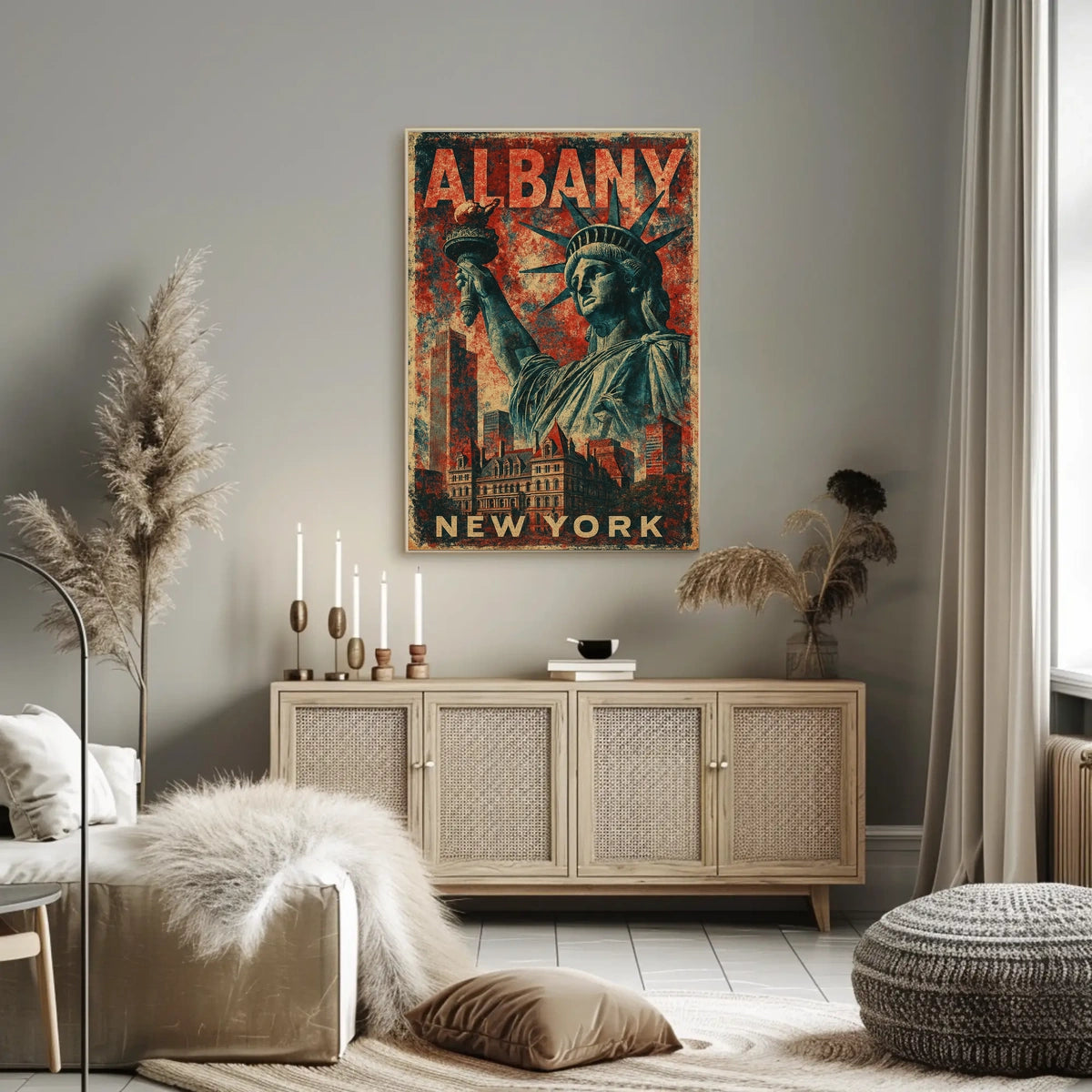 Albany Cityscape Vintage Style Wanderlust Poster