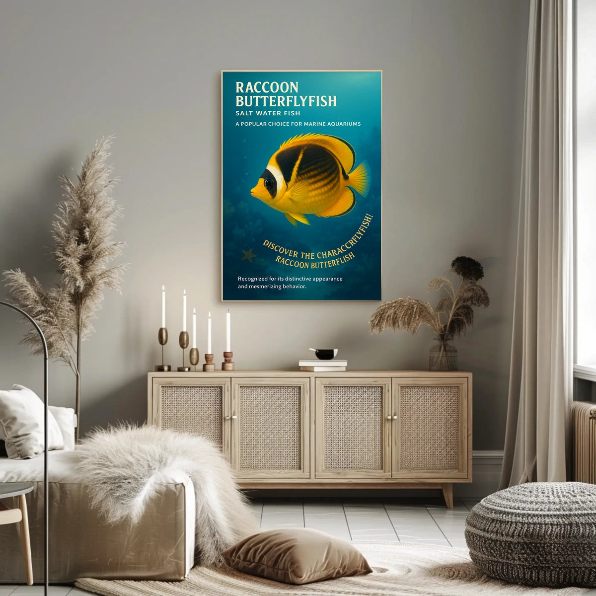 Raccoon Butterflyfish A Marine Aquarium Favorite Poster